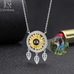 Necklaces EthShine 925Sterling Silver Dream Catcher Custom Photo Projection Necklace For Women Personalized Picture Pendant Christmas Gift