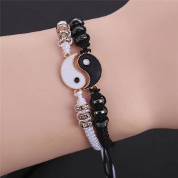 Strands 1Pair Couple Bracelet Chinese Retro Tai Chi Gossip Banish Bad Luck Hand Woven Rope BFF Best Friend Friendship Jewellery