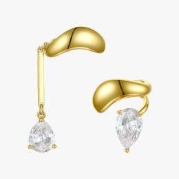 Earrings ENFASHION Asymmetric Water Droplets Crystal Ear Cuff Clip On Earrings For Women Gold Colour Earcuff Earings Fashion Jewellery E1151