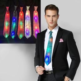 Bow Ties 1Pcs LED Bowtie Flashing Light Up Sequin Necktie Tie Club Bar Xmas Party Women Wedding Luminous Gift