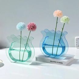 Transparent Acrylic Flower Vase Fish Tank Modern tabletop decorative Flower Arrangement Geometric Vases Living Room Home Decor 240417