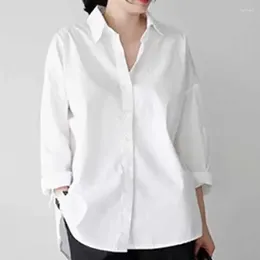 Women's Blouses Casual Loose Button Shirt Tops Female Clothing Long Sleeve Office Lady Cotton White Blouse Women 2024 Shirts 12650