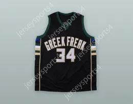 CUSTOM ANY Name Number Mens Youth/Kids GIANNIS ANTETOKOUNMPO 34 GREEK FREAK BLACK BASKETBALL JERSEY 1 TOP Stitched S-6XL