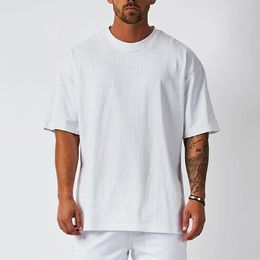 Plain Mesh Fitness Mens Oversized T Shirt Outdoor Hip Hop Streetwear Loose Gym Clothing Half Sleeve Tshirt Bodybuilding 240419