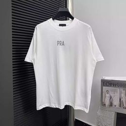 High Version New Trendy Brand P Home Front und hintere gedrucktes pures Baumwollpaar Lose kurzärmelig T -Shirt oben runde Hals