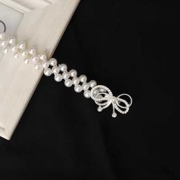 Waist Chain Belts A hollow bow studded diamond belt for womens beaded elastic rope long skirt belt for leisure and play