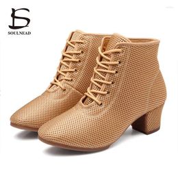 Dance Shoes Salsa Women Latin High Top Jazz Dancing Boots Heels 5cm Outdoor Mesh Adult Woman Ballroom Sneakers