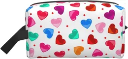 Storage Bags Makeup For Purse Cosmetic Bag Zipper Pouch Gift Women Girls Colourful Hearts