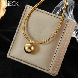 Necklaces EILIECK 316L Stainless Steel Chain Choker Gold Color Spherical Pendant Necklace For Women Fashion Jewelry Party Gifts for Girls
