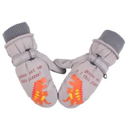 Accessories Children Winter Fashion Thick Lined Warm Gloves Cartoon Dinosaur Printed Windproof Elastic Cuff Mittens 28 Years