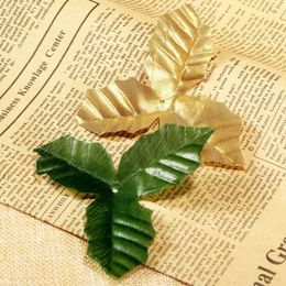 Decorative Flowers 50Pcs DIY Artificial Leaves Christmas Bouquets Home Wedding Party Decoration Scrapbooking Craft Art Bedroom Wall Book