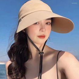 Wide Brim Hats 2024 Summer Sunhats For Women Solid Anti-Uv Protection Hiking Fisherman Cap Outdoor Beach Adjustable Foldable