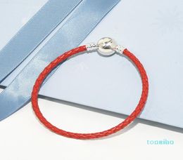 Red Braided Leather Charm Bracelet Original Box sets for 925 Sterling Silver luxury designer Jewellery Women Mens Bracelets9320694