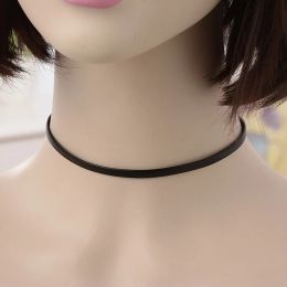 Necklaces New Simple Trendy Black Pu Leather Choker Necklace For Women Girls Punk Gothic Handmade Neck Jewelry Collares Collier Femme