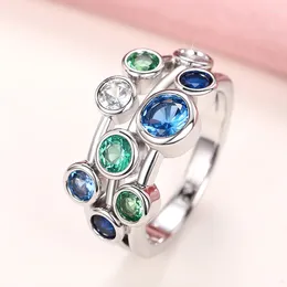 Cluster Rings Huitan Modern Fashion Women's With Multi-colored Cubic Zirconia Daily Wear Chic Finger Accessory Anniversary Party Jewelry