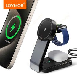 Cell Phone Mounts Holders Portable Mag-Safe Charger with Light 3 in 1 Wireless Charging Station for Devices iPhone 15/14/13/12 Series Watch Y240423