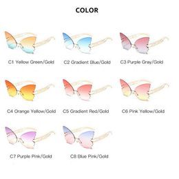Party Masks Womens Butterfly Gradient Frameless Sunglasses Female Personality Letter Hollow Out Mirror Frame Mticolor Z11 Drop Deliv Dhn6R