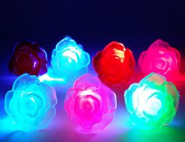 Ship 50pcs Led Light Up Flashing Soft Rose Flower Bubble Elastic Ring Rave Party Blinking Soft Finger Lights5690512