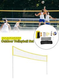 Volleyball Outdoor Portable Volleyball Net Folding Adjustable Volleyball Badminton Tennis Net With Stand Pole For Beach Grass Park Outdoor