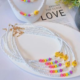 Necklaces KKBEAD Boho Summer Beaded Necklace Choker for Women Y2k Jewellery Smile Face Necklaces Gift for Friends Gift