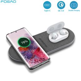 Chargers 30W 2 in 1 Wireless Charger For iphone 14 13 12 11 XS XR 8 Airpods Pro Dual Fast Charging Pad for Samsung S22 S21 Huawei Xiaomi
