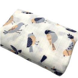 sets 100% Organic Cotton Cute Printed Bird and Parrot Muslin Blanket for Newborn Baby Swaddle Wrap Comfy Infant Bedding Blankets