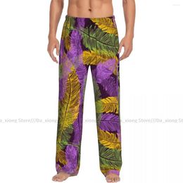 Men's Sleepwear Men Sleep Bottoms Male Lounge Trousers Feathers Mardi Gras Pajama Pants