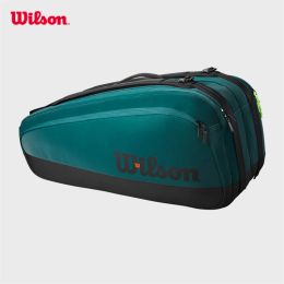 Bags Wilson 2024 Blade Super Tour v9 9 Pack Tennis Bag Large Racquet Backpack Tennis Racket Bag Emerald Green With Thermoguard Lining