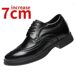 Dress Shoes Height Increasing For Men Taller Elevator 5-7cm Invisible Insole Heighten Increased Wedding Derby Oxfords Male