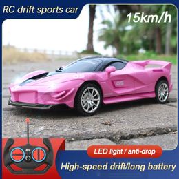 1 18 Chargeable RC Car High Speed 15km/h 2.4G Radio Remote Control Car With LED Light Toys for Boys Girls Vehicle Racing Hobby 240408