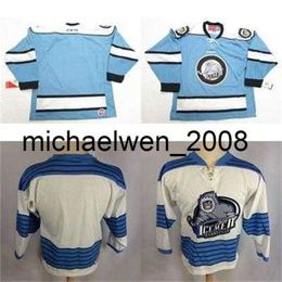 Kob Weng 2017 New Mens Womens Kids Customize ECHL Evansville Icemen 100% Embroidery Blue White Custom Any name Any NO.Cheap Hockey Jerseys Goalit Cut
