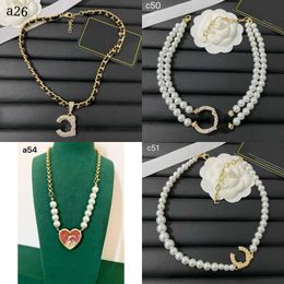 Designers Brand Letters Pendant Stainless Steel Geometric Women Crystal Rhinestone Link Chain Choker Necklaces Jewelry