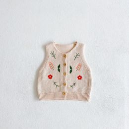 Coats BOBOTCNUNU 2022 Spring New Baby Clothes Toddler Girls Waistcoat Infant Embroidery Vest Baby Outerwear