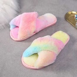 Slippers Fluffy Furry Women Home Platform Men Winter Plush Slides Indoor Fuzzy Lovely Cotton Shoes 20024 H240423