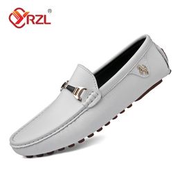 YRZL White Loafers Men Casual Shoes Luxury Brand Mens Moccasins Breathable Big Size 3748 Slip on Driving for 240410