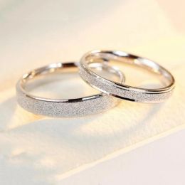 Bands High quality Fashion Simple Scrub Stainless Steel lovers 's Rings 4 mm 6mm Widthsilver Colour wedding ring Jewellery