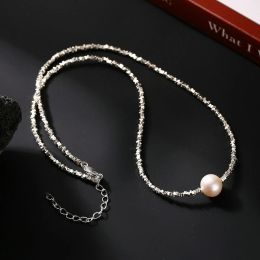 Necklaces Korean Fashion Silver Color Imitation Pearl Short Necklace Sparkling Clavicle Chain Choker Women Wedding Party Jewelry Gifts