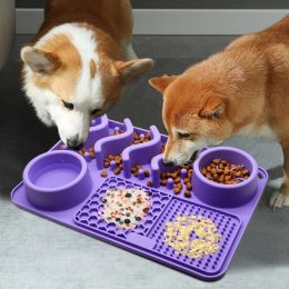 Feeding Allinone Pet Food Water Bowl Silicone Dog Slow Food Feeder Easy To Clean Puppy Lick Mat