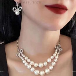 Necklace Designer for Woman Mui Mui Luxury Butterfly Necklace Miao Family Bowknot Pearl Necklace Womens 2022 New Fashion Gold Plated Diamond Earrings Light Luxury H