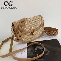 Shoulder Bags Cvvo Glmc Mini Straw Saddle Crossbody For Women 2024 Summer Lady Travel Purses And Handbags Female Beach