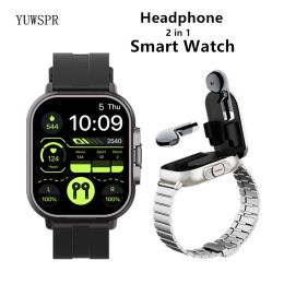 Watches Headphone Smart Watch Headset 2 in 1 BT Calls Heart Rate Blood Pressure Health Monitoring Play Music Fashion Sports Clock D8