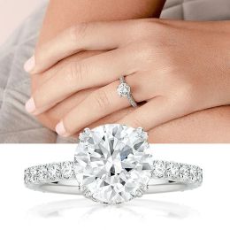 Bands Huitan Simple Classic 4 Claws Cubic Zirconia Rings for Women Lowkey Versatile Wedding Engagement Ring Jewelry Wholesale and Lot