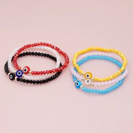 Strands Go2Boho Evil Eye Bracelet for Women Fashion Couple Jewellery Solid Colourful Faceted Crystal Beaded Bracelets Summer Jewellery Gift