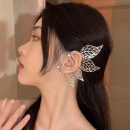 Earrings Chic Elf Ear Cuff Maple Leaf Hollowed Zircon Leaf Cosplay Fairy Clip on Earrings Clips for Women Girls Wedding Ear Cuff Jewellery