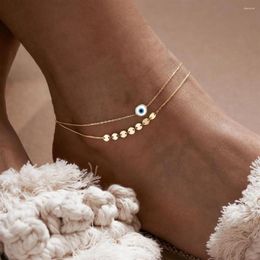 Anklets BOAKO 925 Sterling Silver For Women Minimalist Eye Shaped Drops Oil Double Layer Summer Beach Women's Feet Chain Anklet