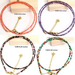 Necklaces Super Shiny naturally agate Necklaces Simple Small Beads Stone Necklaces Facted Choker Clavicle Chain Women Jewellery Male gifts