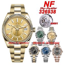 NF Luxury Watches N Super 42MM Yellow Gold 326938 A9001 Automatic Mens Watch Sapphire Champagne Dial Gold Stainless Steel Bracelet Gents Wristwatches