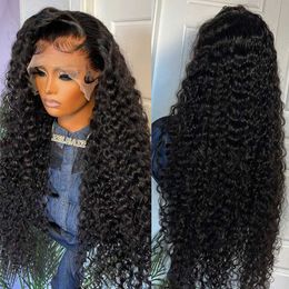 250% 40 Inch Deep Wave Lace Front Human Hair Wigs Brazilian Loose Curly 13x4 Frontal Glueless Wig For Women Synthetic C