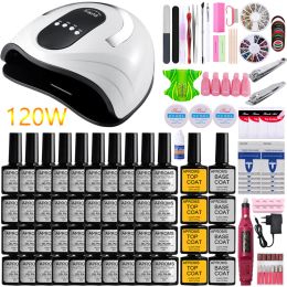 Kits Manicure Set Nail Set 40/30/20/10 Nail Gel Polish Nail Kit Electric Nail Drill Hine Uv Led Nail Lamp Dryer Nail Salon Tools