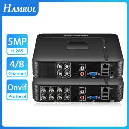 Lens HAMROL H.265 Mini AHD DVR 5in1 AHD TVI CVI CVBS For 5MP 4K IP Camera Hybrid Digital Video Recorder 4CH 8CH Security System Kit